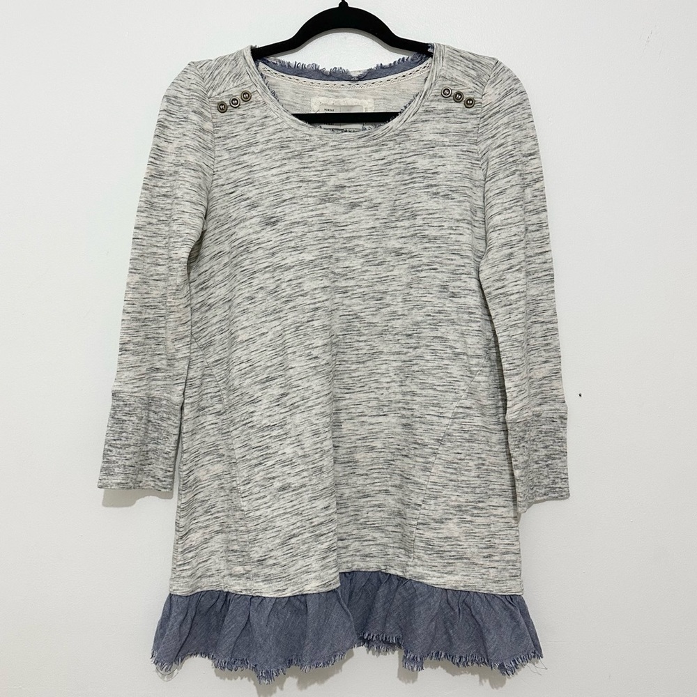 Anthropologie Saturday Sunday Elora Denim Ruffle Pullover Top tunic size small